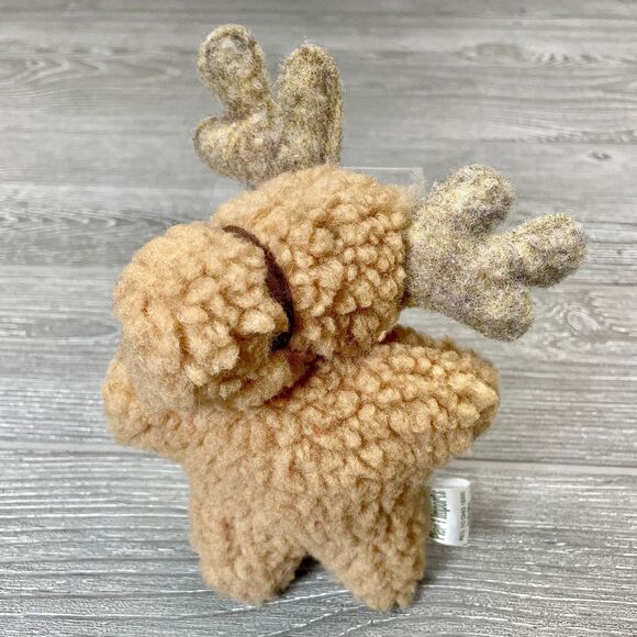 Pier 1 One Imports Moose 6in Plush Fuzzy Wool Felt Antlers Stuffed Animal Toy - Picture 1 of 11